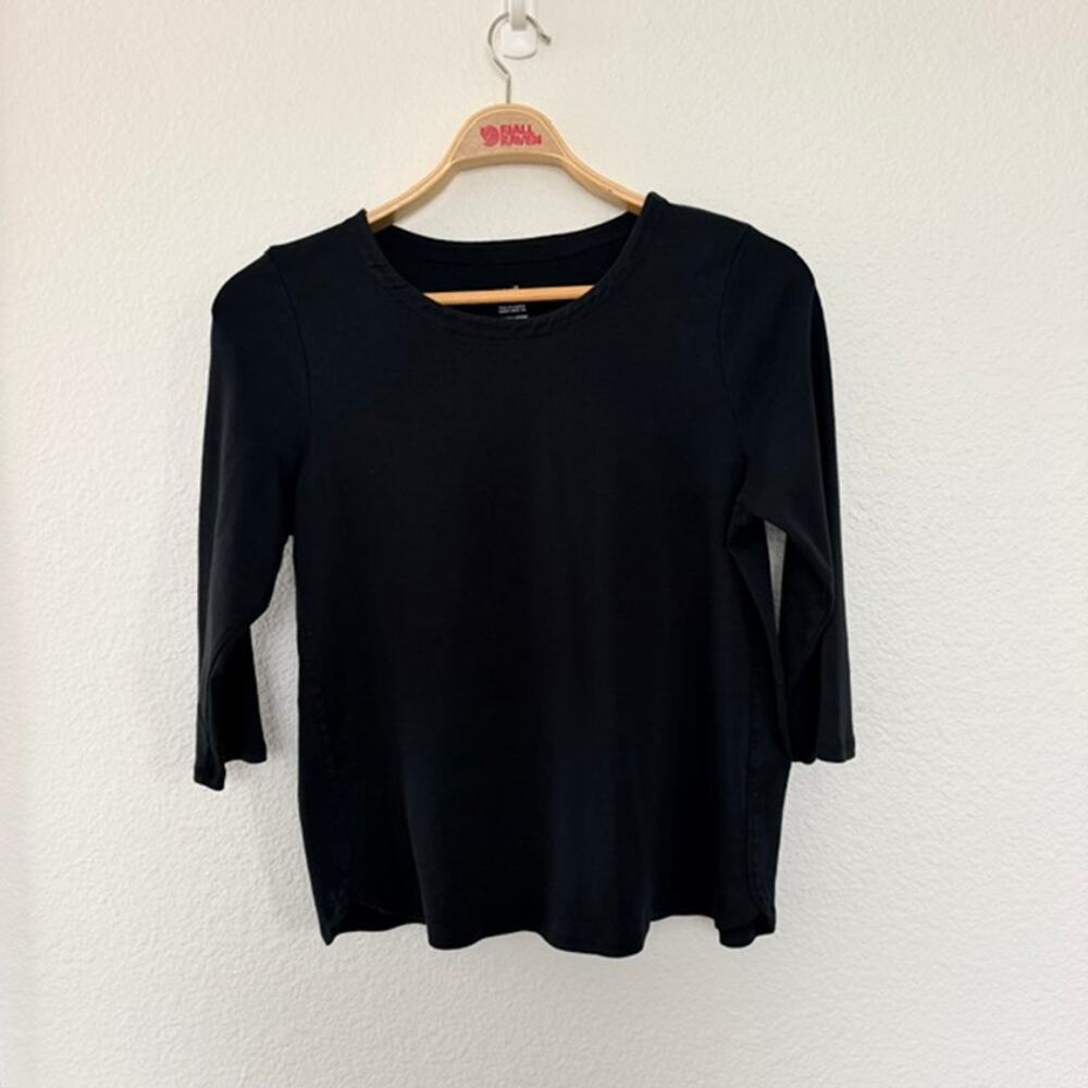 J. Jill Pima 3/4 Sleeve Scoop Neck Black Tee 100% Cotton Women's Petite Large
